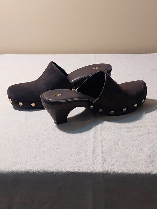 Zara Shoes - Zara Black Studded Suede Mules